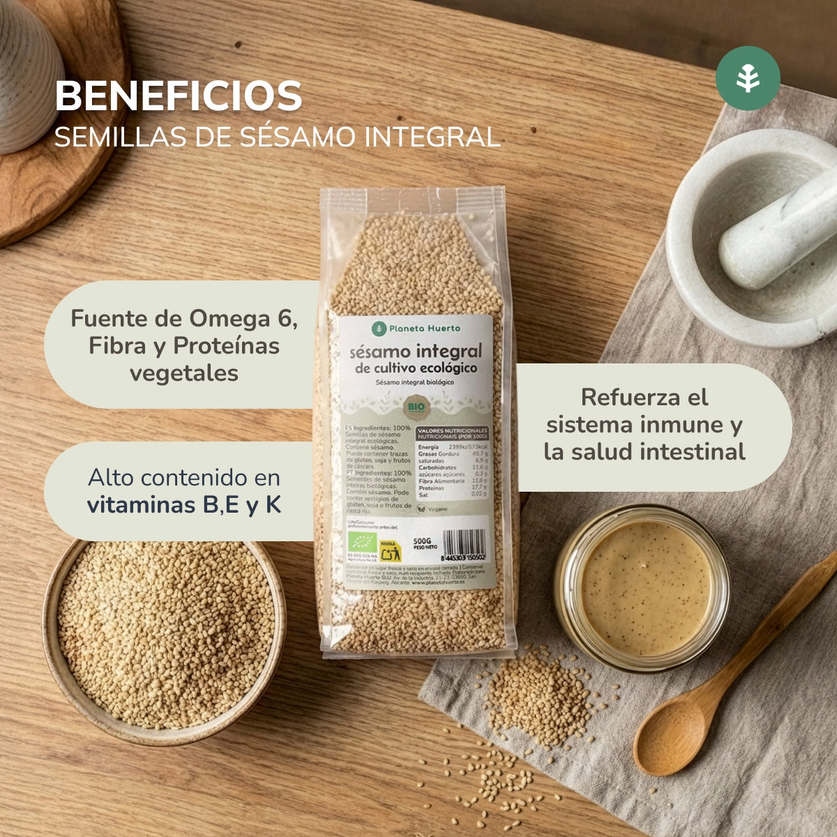 Sésamo cru integral ECO Planeta Huerto 500 g