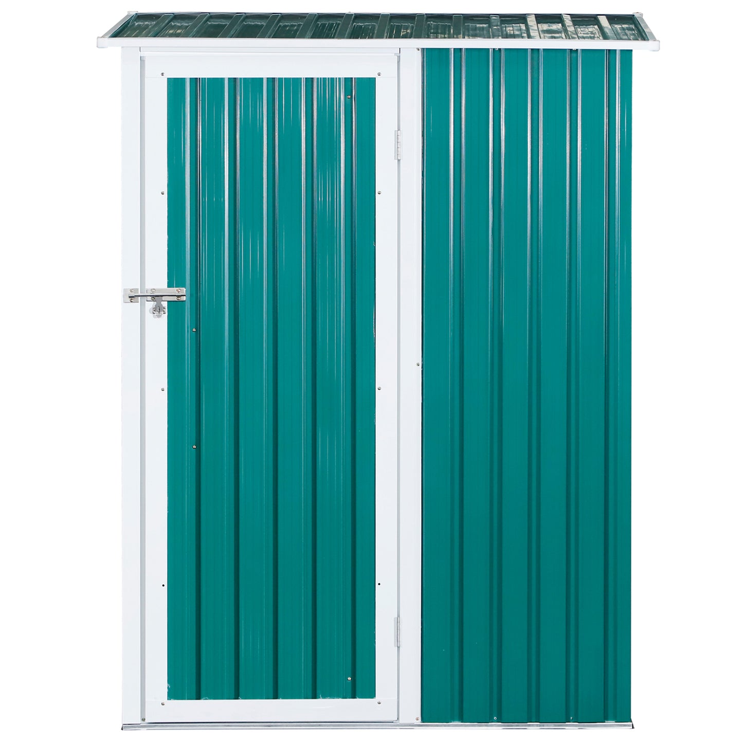 Outsunny Cobertizo De Acero 1,27㎡ 143x89x186cm Con Techo Inclinado Puerta Verde_3
