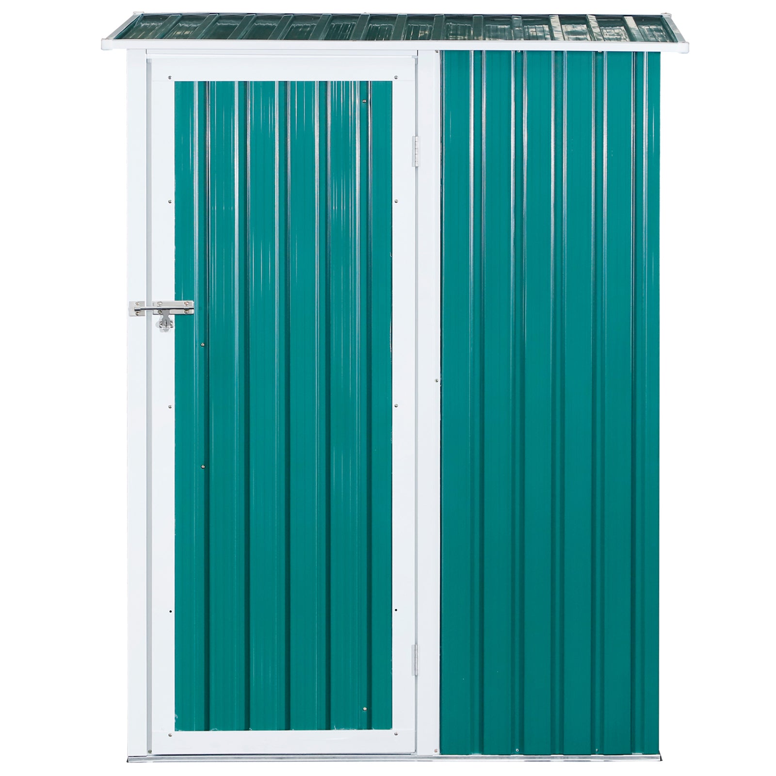 Outsunny Cobertizo De Acero 1,27㎡ 143x89x186cm Con Techo Inclinado Puerta Verde_3