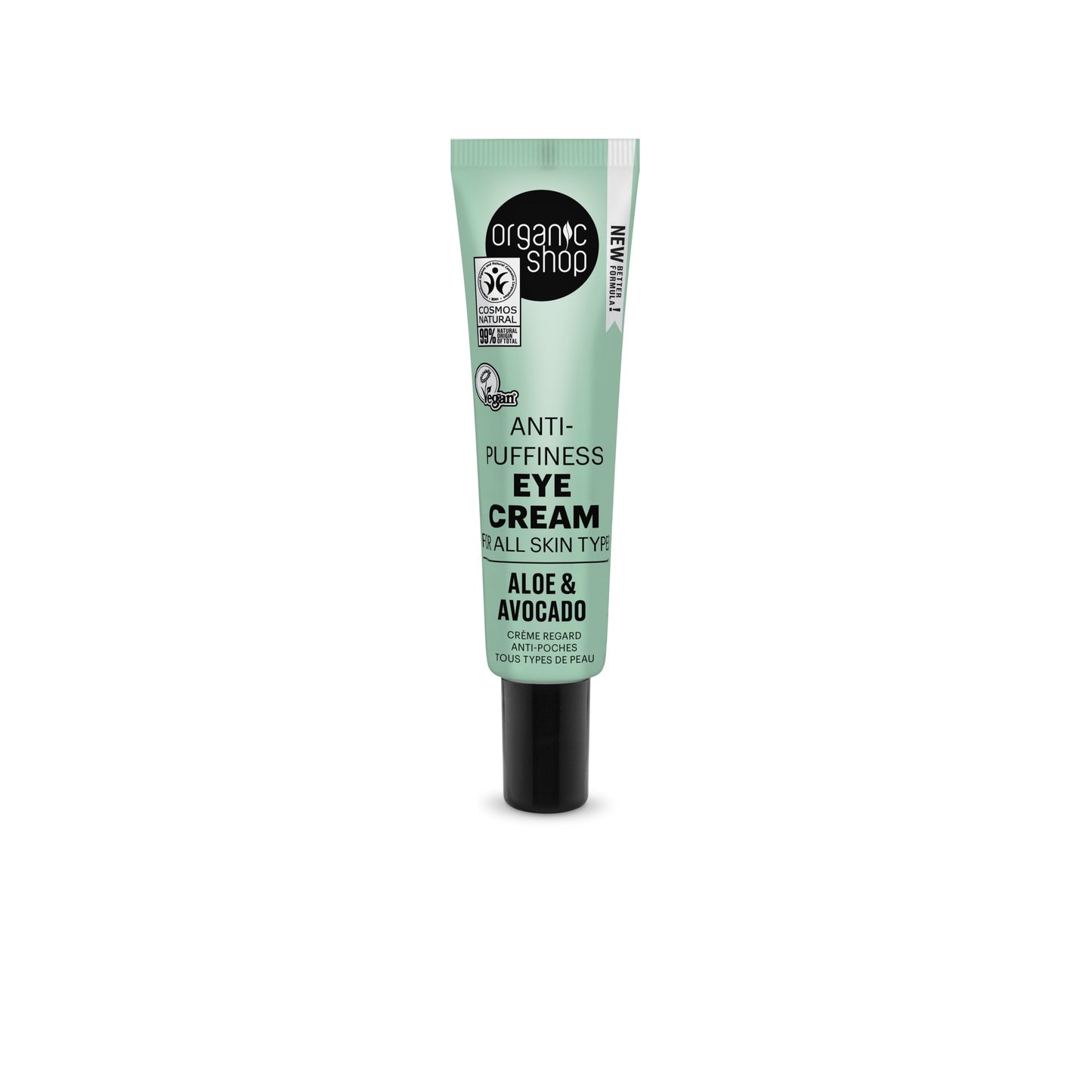 Creme anti-inchaço para os olhos com aloé vera e abacate, Organic Shop 30 ml
