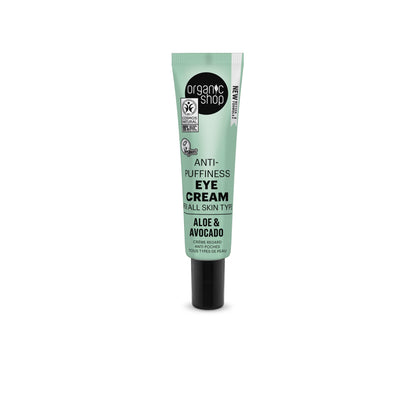 Creme anti-inchaço para os olhos com aloé vera e abacate, Organic Shop 30 ml