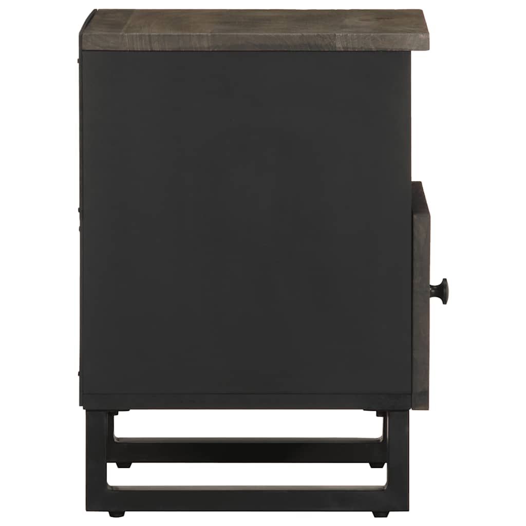 Mesitas De Noche 2 Uds Madera Maciza De Mango Negro 40x33x46 Cm_3