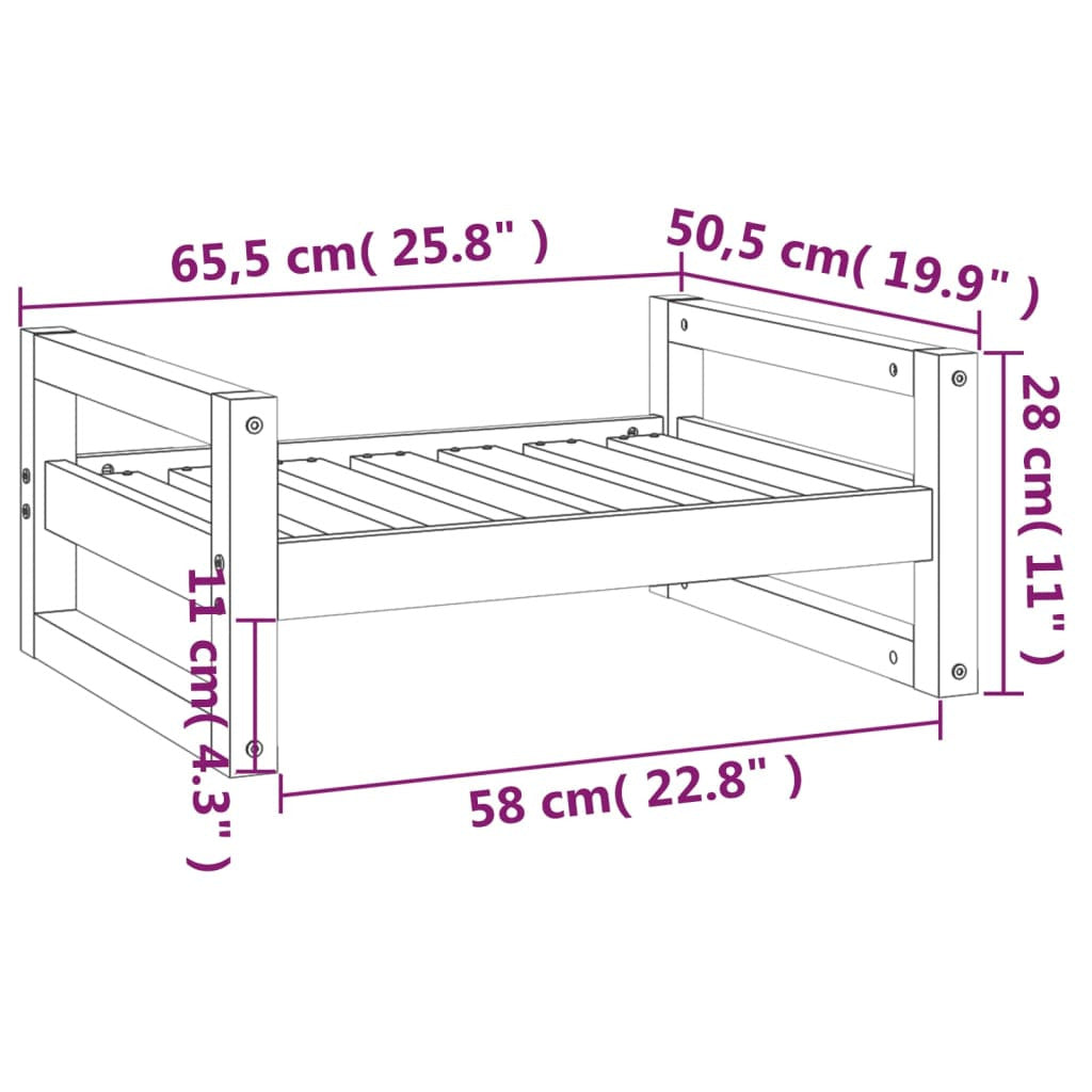 Vidaxl Cama Para Perros Madera Maciza De Pino Blanco 65,5x50,5x28 Cm_2