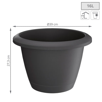 Maceta Respana Basic , Dimensiones (mm) 390x390x273, Color Antracita