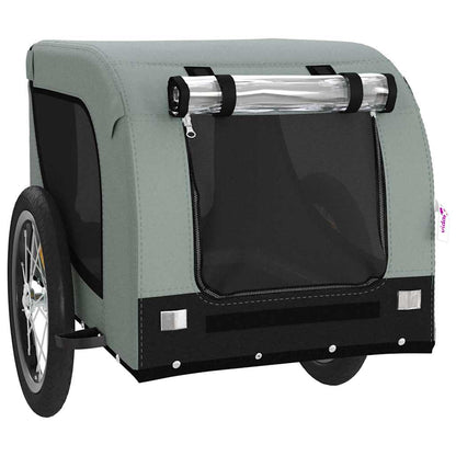 Remolque De Bicicleta Mascotas Hierro Tela Oxford Gris Negro_3