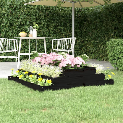 Jardinera Madera Maciza De Pino Negro 110x110x27 Cm_1