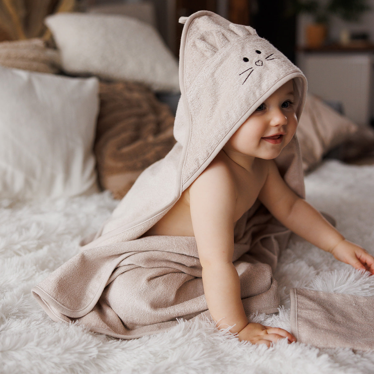 Capa De Baño Bamboo Xl Para Bebés Conejito Beige_1