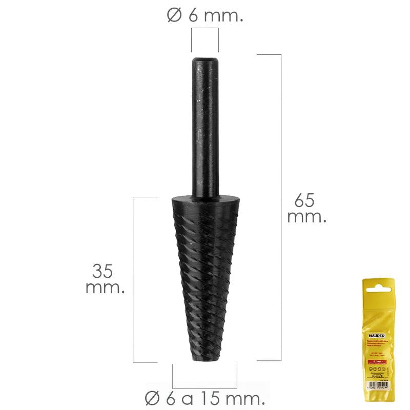 Fresa Rotativa Para Metal Conica Ø 6 A 15 Mm. Para Taladro / Fresadora
