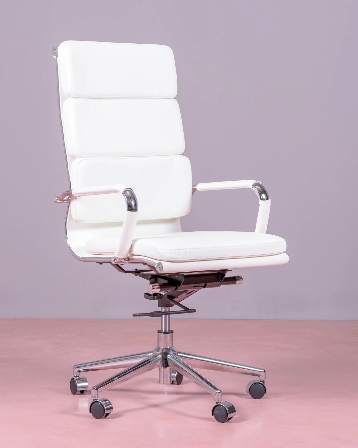 Silla De Oficina Con Ruedas Y Respaldo Alto Acolchado En Polipiel - Alu S_0