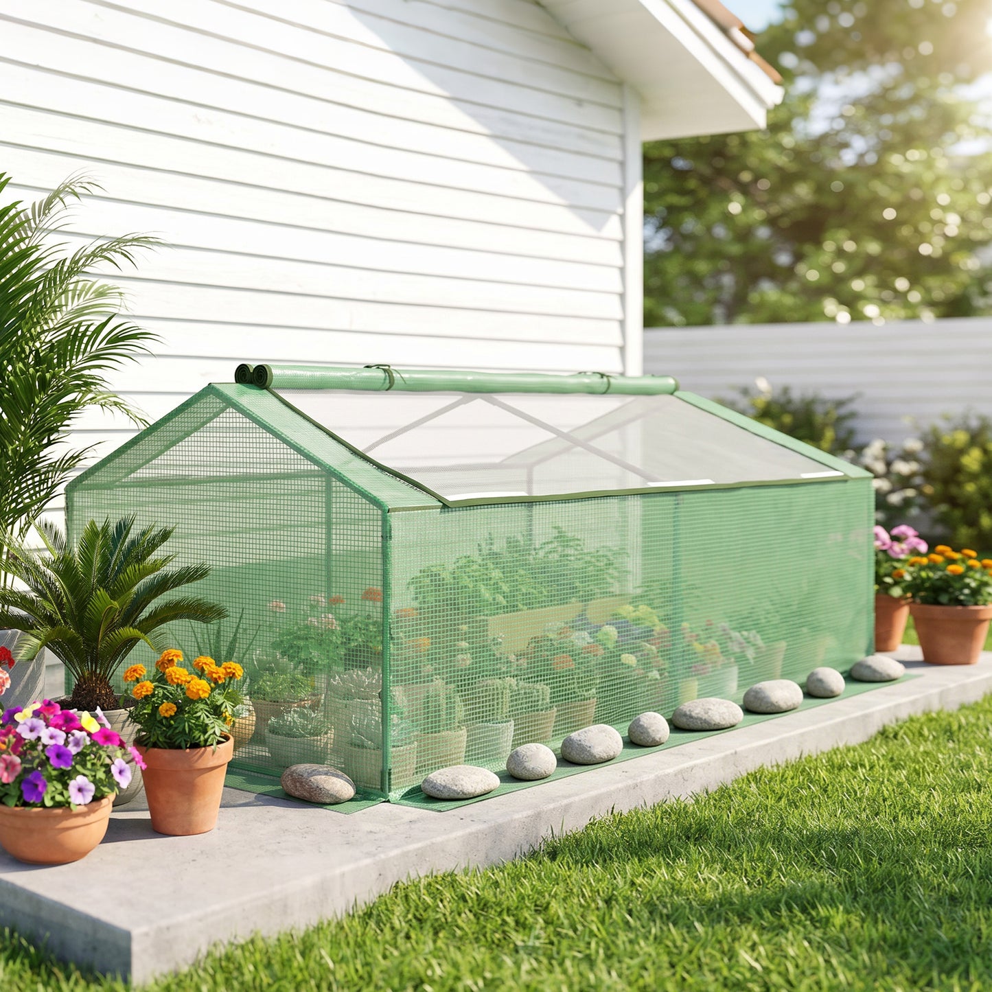 Outsunny Invernadero De Terraza 180x90x70 Cm Con 2 Ventanas Enrollables Verde_1