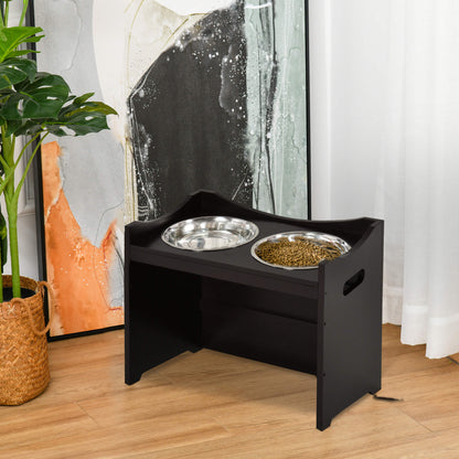 Pawhut Comedero Para Perros Elevado Con 2 Tazones De Acero Inoxidable Café_1