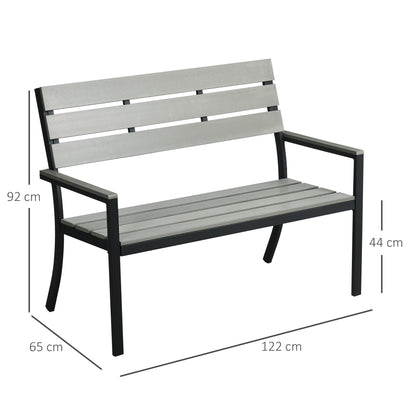 Outsunny Banco De Jardín De 2 Plazas De Plástico Con Marco De Acero 122x65x92 Cm_2
