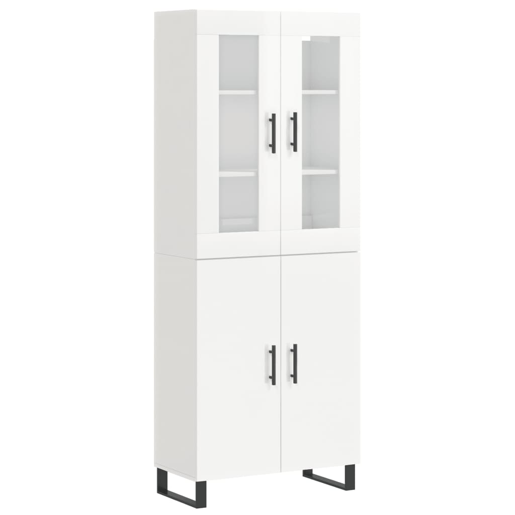 Aparador Alto Madera Contrachapada Blanco Brillo 69,5x34x180 Cm_1