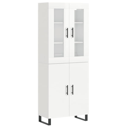 Aparador Alto Madera Contrachapada Blanco Brillo 69,5x34x180 Cm_1
