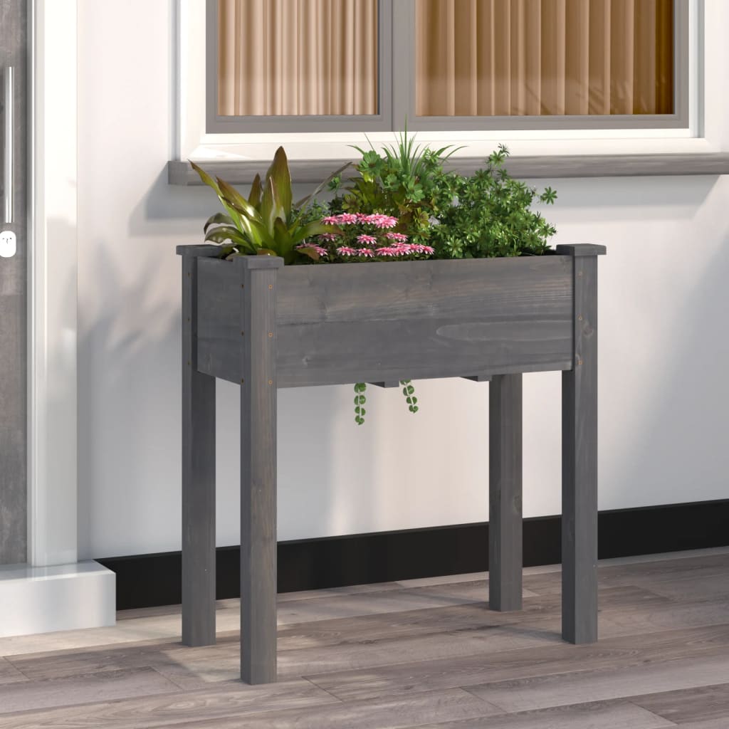 Jardinera Con Forro Interior Madera Abeto Gris 71x37x76 Cm_1