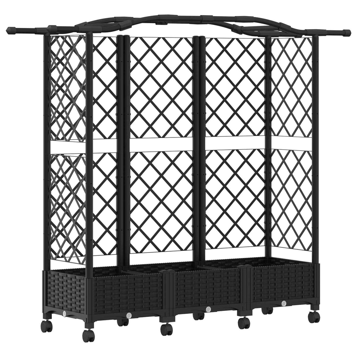 Cama Elevada Con Trellis Y Techo Negro 163 X 40 X 129 Cm Pp_0
