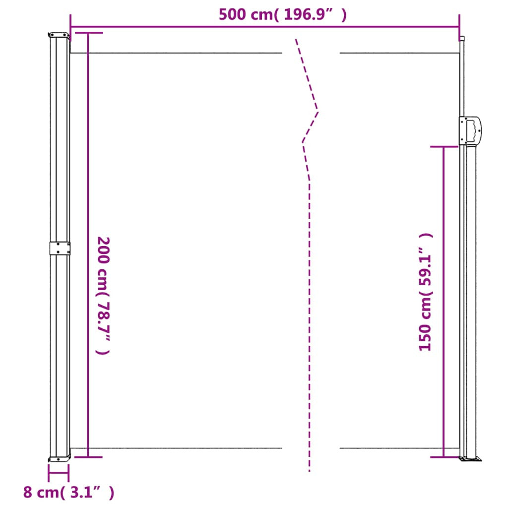 Vidaxl Toldo Lateral Retráctil De Jardín Marrón 140x500 Cm_2