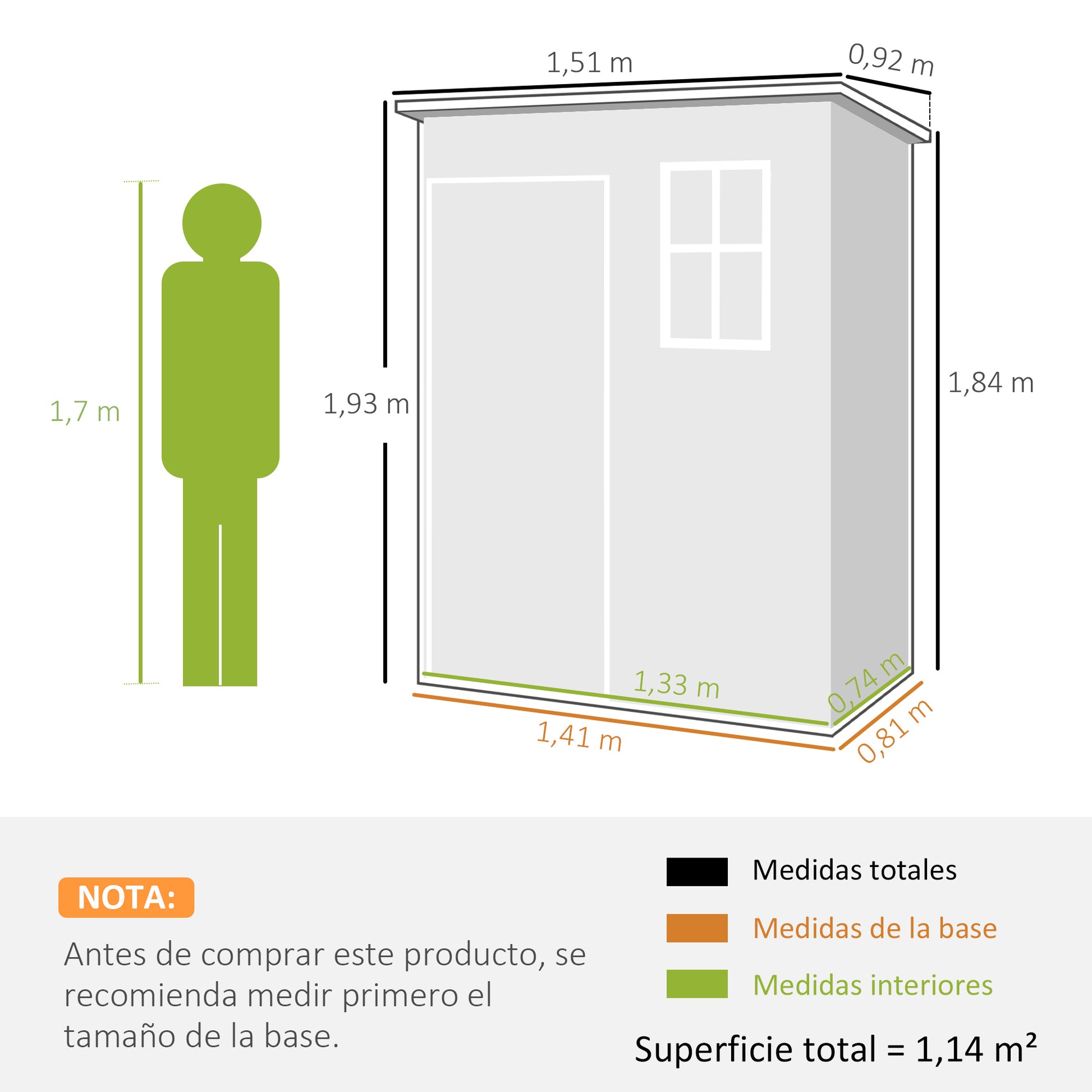 Outsunny Cobertizo De Jardín 1,14 M² 151x92x193 Cm Con Puerta Corredera Gris_2