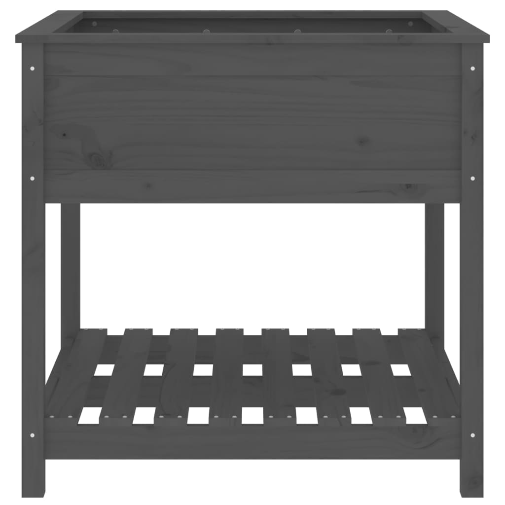 Jardinera Con Estante Madera Maciza Pino Gris 82,5x82,5x81 Cm_4