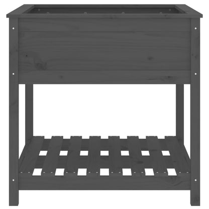 Jardinera Con Estante Madera Maciza Pino Gris 82,5x82,5x81 Cm_4