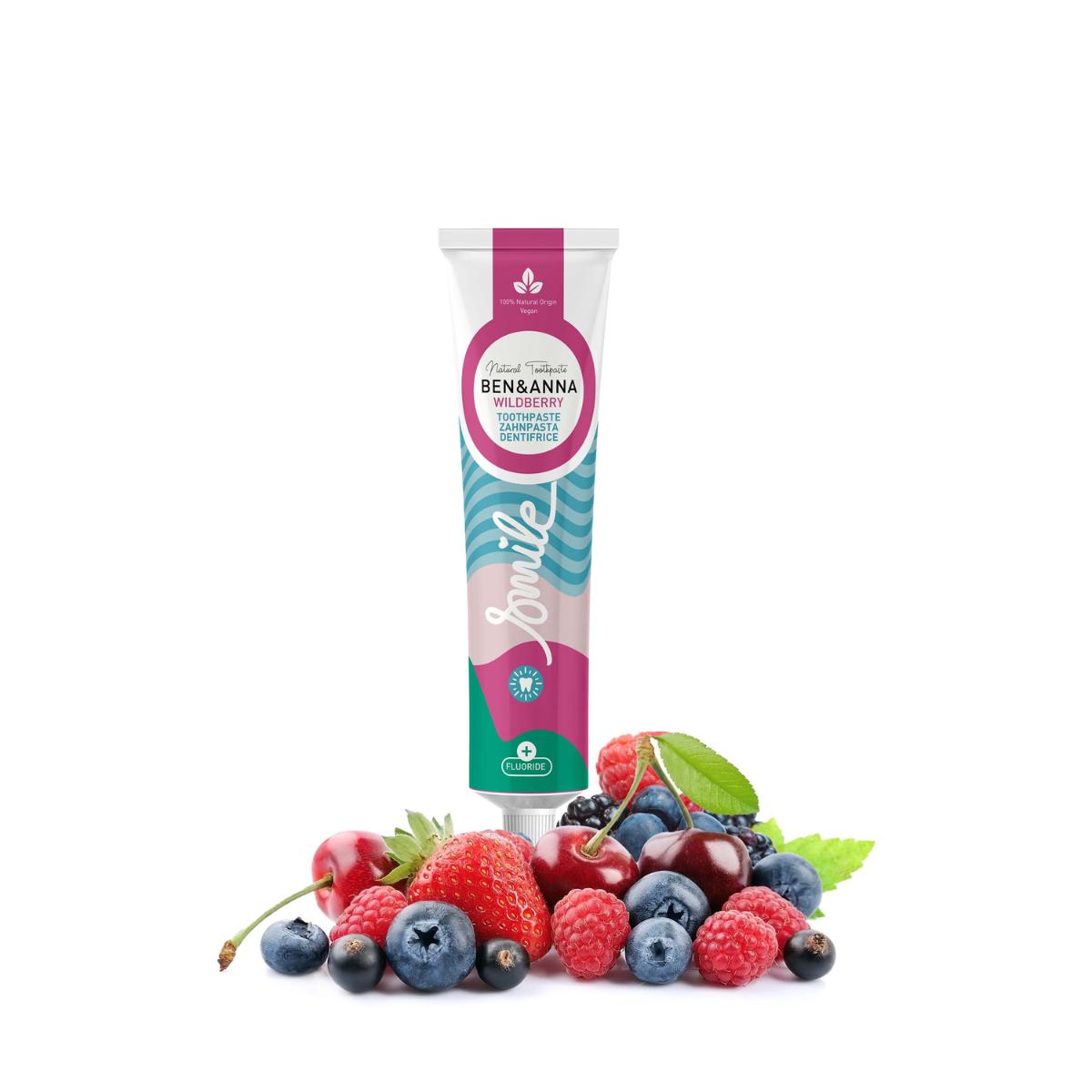 Ben &amp; Anna Pasta de dentes com flúor Wildberry tubo de 75ml