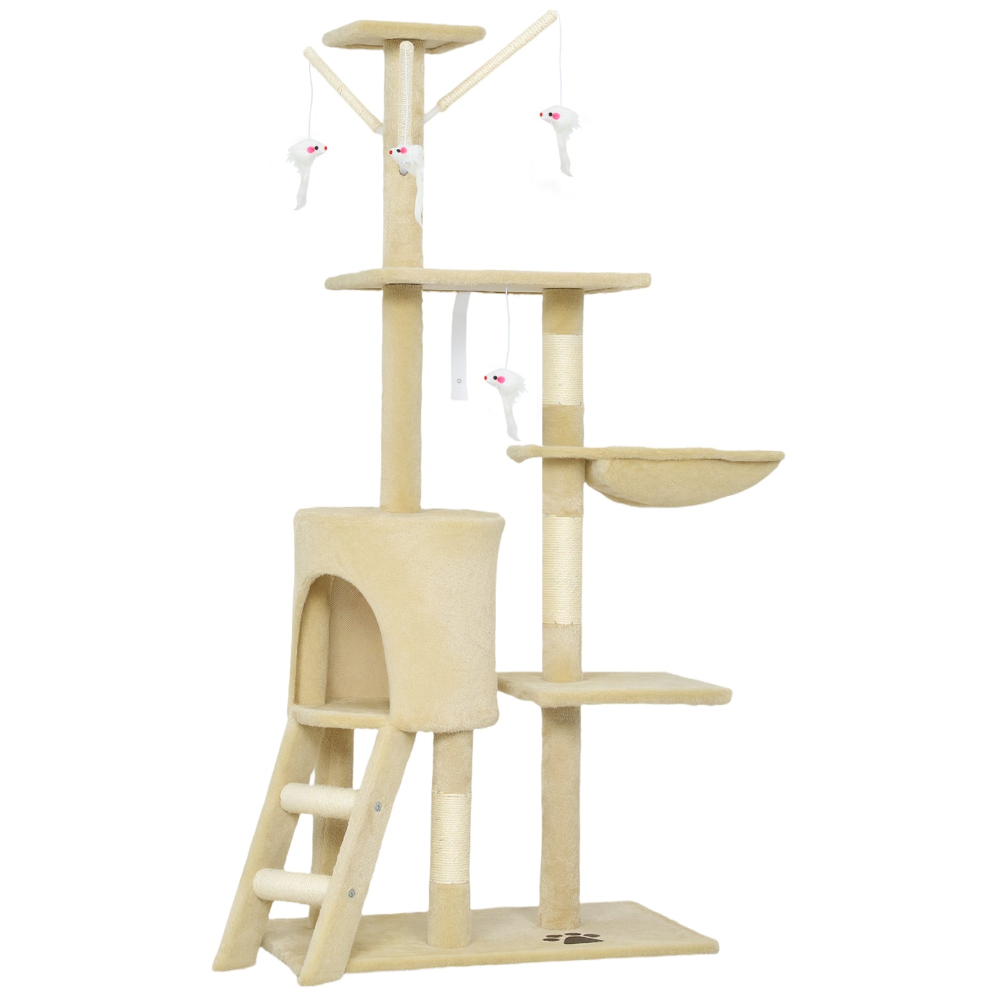 Pawhut Árbol Para Gatos Rascador Grande 50x35x134,2 Cm Con Nidos Plataformas_0