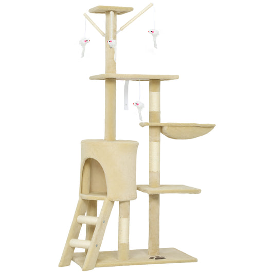 Pawhut Árbol Para Gatos Rascador Grande 50x35x134,2 Cm Con Nidos Plataformas_0