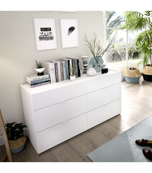 Comoda Doble 6 Cajones Begijar En Acabado Blanco 62 Cm(alto)120 Cm(ancho)39 Cm(largo)_0