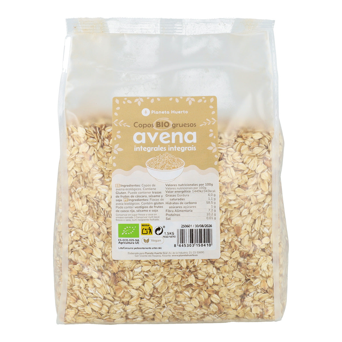 Flocos de Aveia Integral Grossos ECO Planeta Huerto 1,5 kg