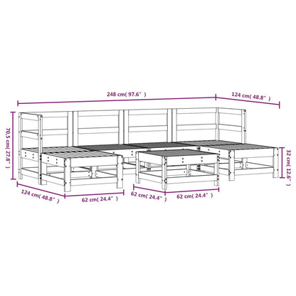 Vidaxl Juego De Muebles De Jardín 7 Pzas Madera Maciza Abeto Douglas_2
