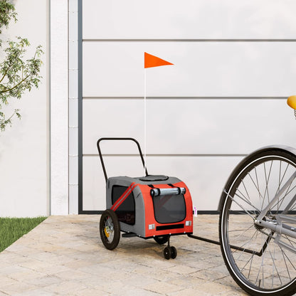 Remolque De Bicicleta Mascotas Hierro Tela Oxford Naranja Negro_1