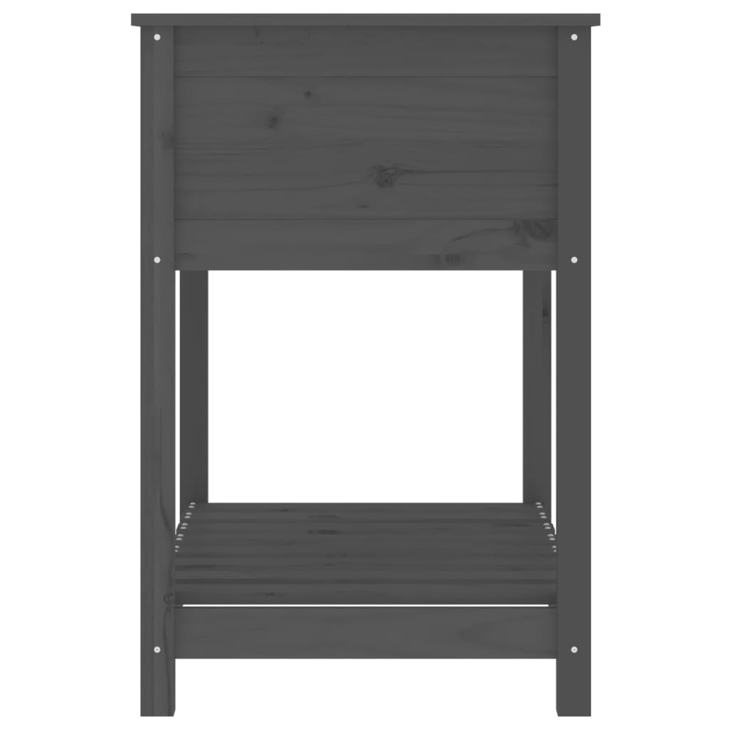 Jardinera Con Estante Madera Maciza De Pino Gris 82,5x54x81 Cm_5