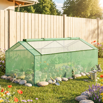 Outsunny Invernadero De Terraza 180x90x70 Cm Con 2 Ventanas Enrollables Verde_3