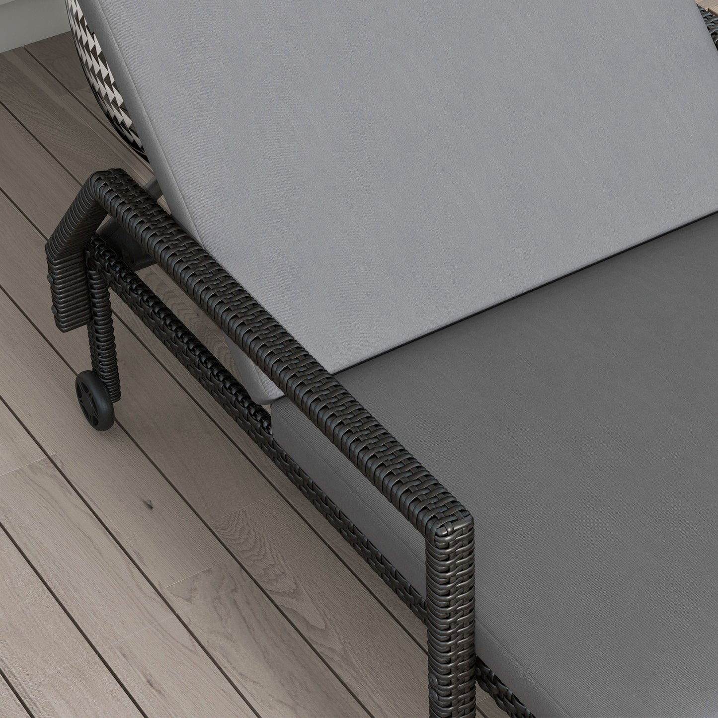 Outsunny Pack De 2 Tumbonas De Ratán Con Respaldo Ajustable 73x200x48cm Gris_3