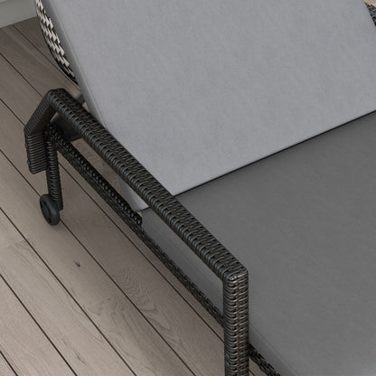 Outsunny Tumbona De Ratán Con Respaldo Ajustable 73x200x48cm Gris Claro Y Negro_3