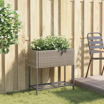 Jardinera Con Estante Ratán Sintético Gris_2