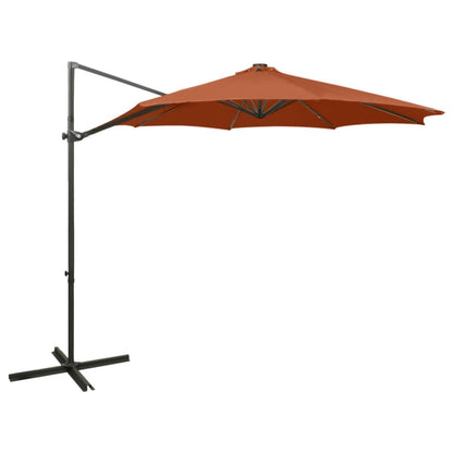 Vidaxl Sombrilla Jardín Voladiza Con Palo Y Luces Led Terracota 300 Cm_0