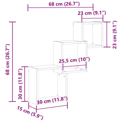 Estante Pared De Cubo Madera Ingeniería Envejecida 68x15x68cm / Vetonek_2