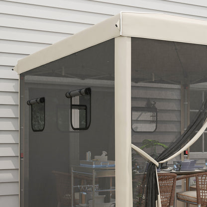 Outsunny Carpa Plegable 3x3 M Con Pared Lateral De Malla 6 Ventanas Beige_4