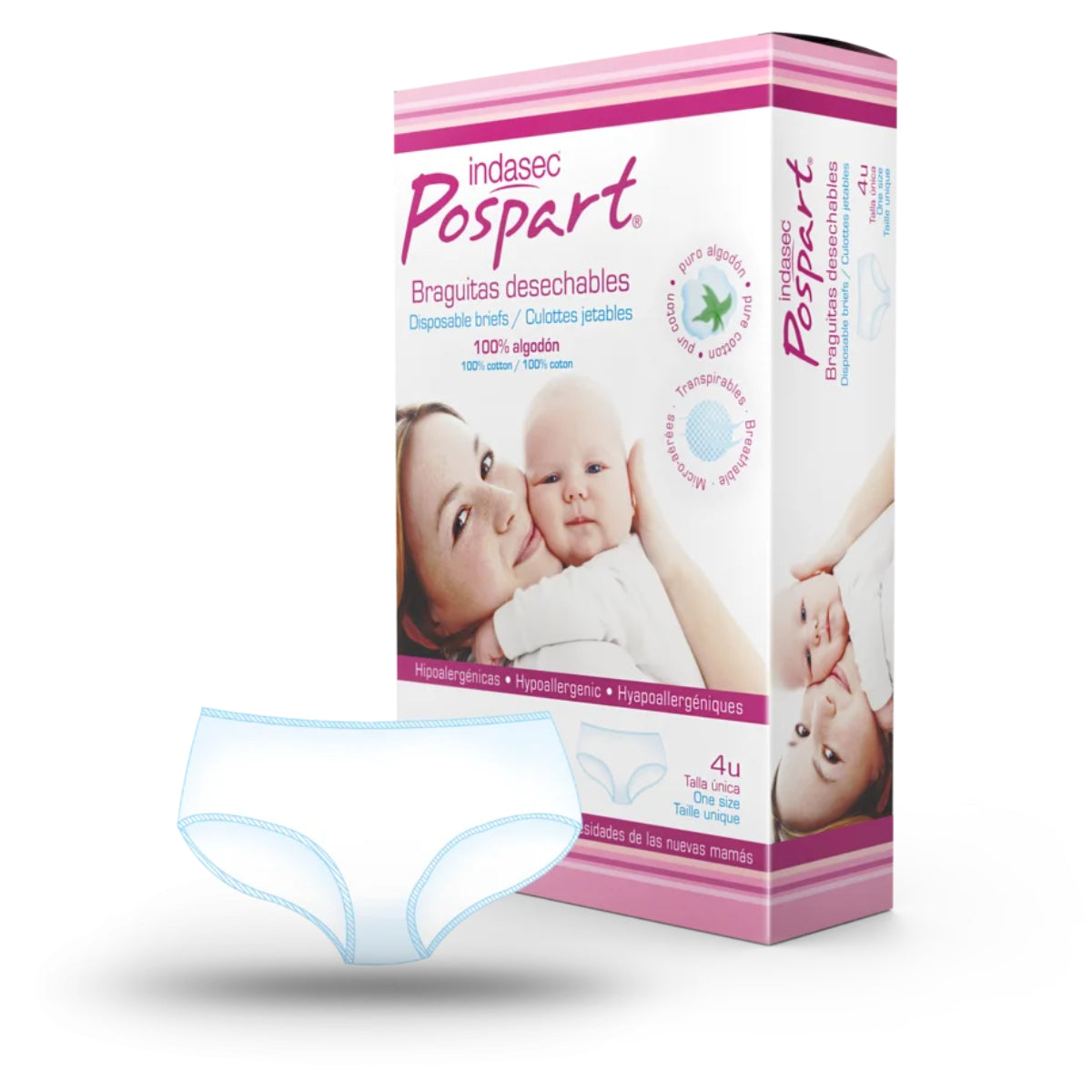 Braguitas Desechables INDASEC POSPART® Talla única 4 Uds