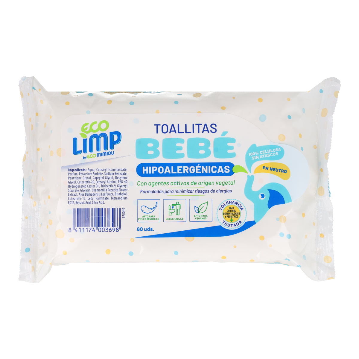 Toalhitas Húmidas Mimidu ECO Baby 60 Unidades