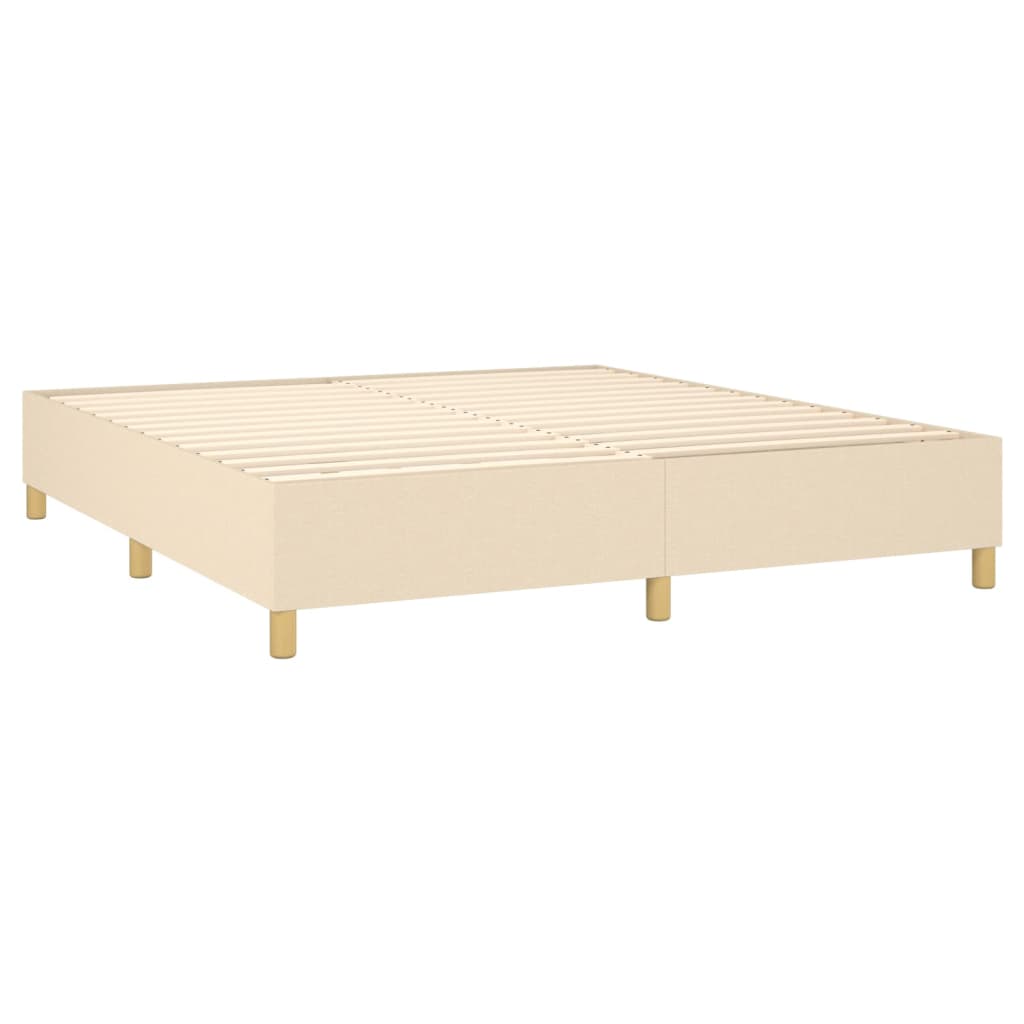 Cama Box Spring Colchón Y Luces Led Tela Crema 180x200 Cm / Vetonek_5