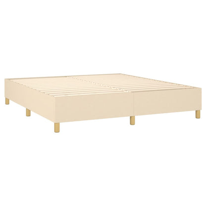 Cama Box Spring Colchón Y Luces Led Tela Crema 180x200 Cm / Vetonek_5