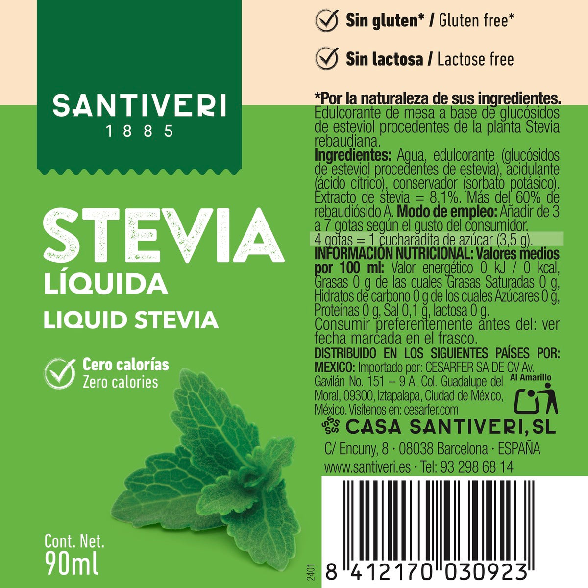 Stévia líquida Santiveri 90 ml