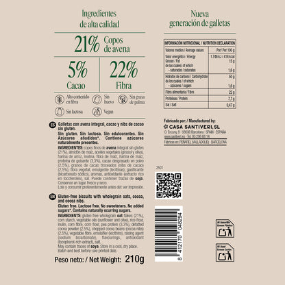 Galletas nibs cacao triple zero Santiveri