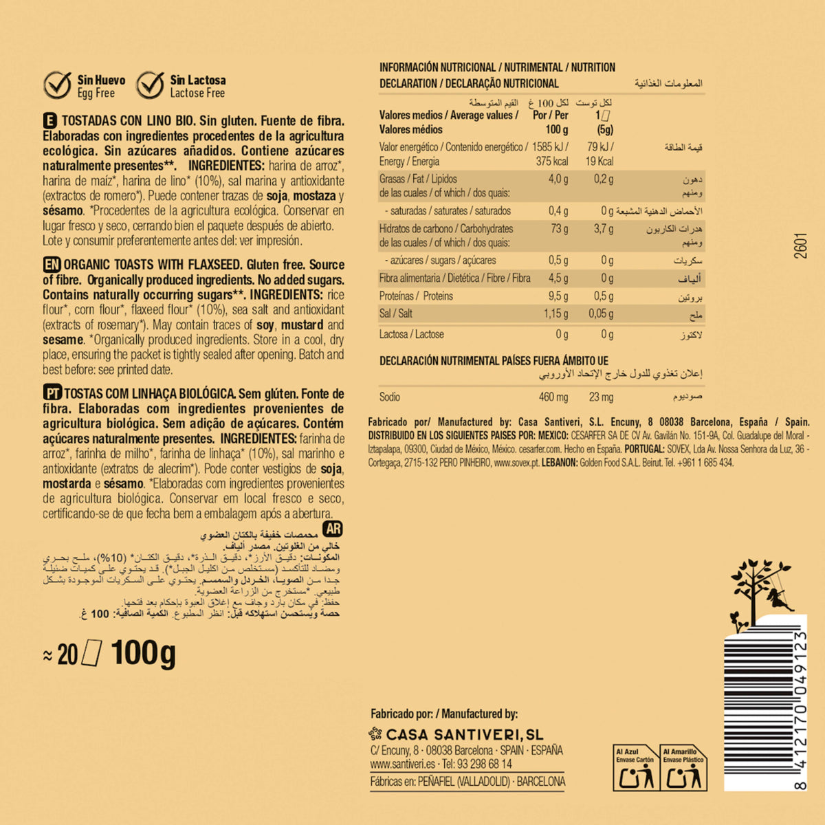 Tostadas Lino Bio Santiveri 100 g