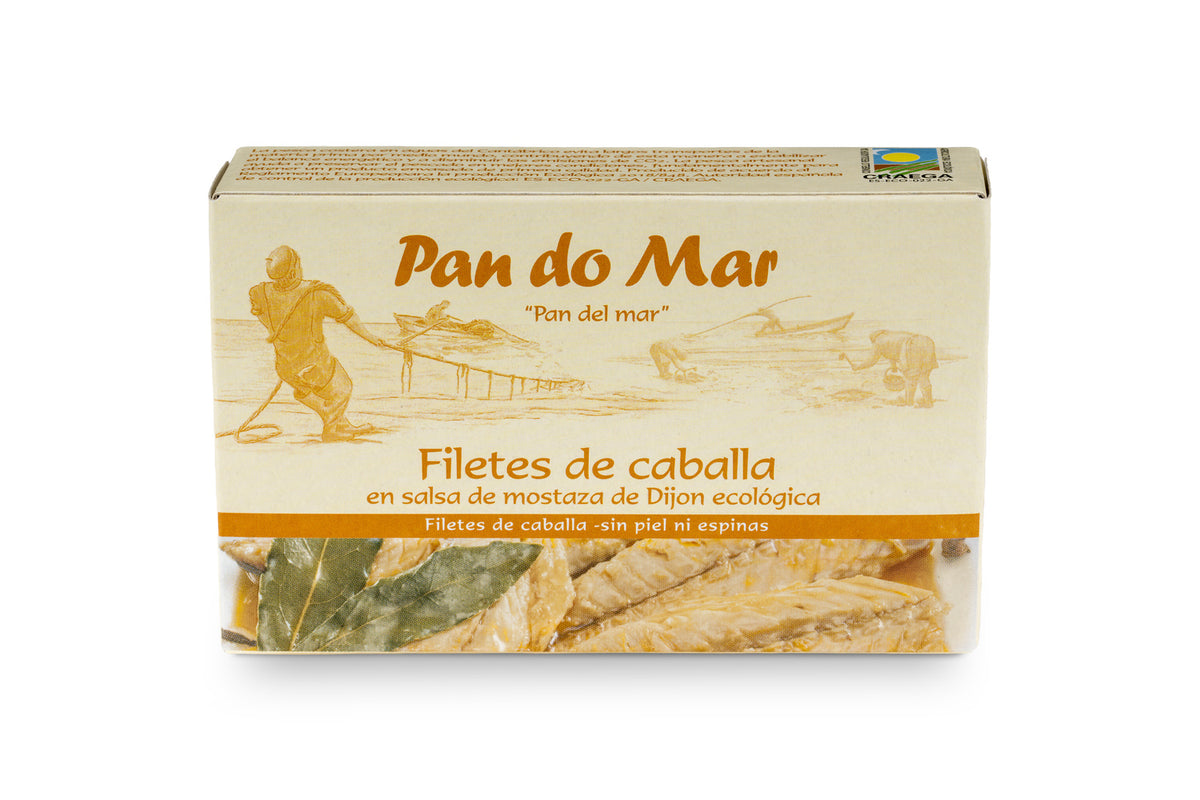 Filetes caballa en salsa mostaza de Dijón ecológica en Lata Pan do Mar  120g