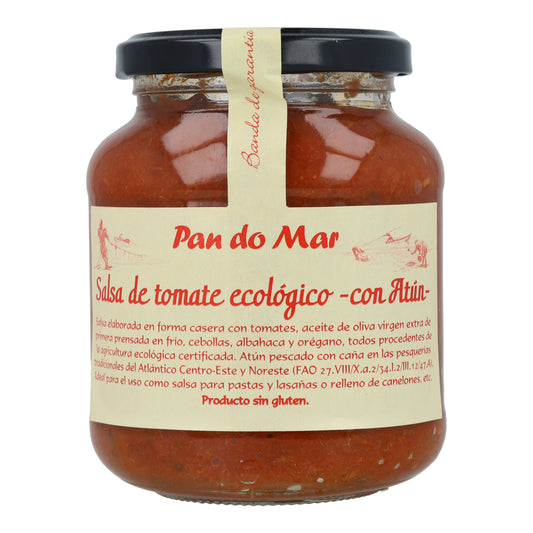 Salsa de tomate ecológico con atún en Vidrio Pan do Mar 340g