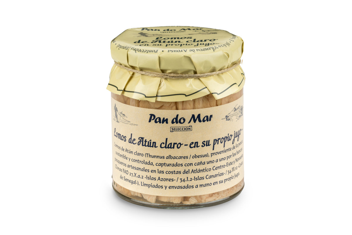 Lomos de Atún Claro en su propio jugo en Vidrio Pan do Mar 220g