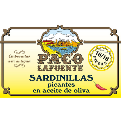 Sardinillas Picantes en Aceite de Oliva Paco Lafuente 125 g (16/18 pza)